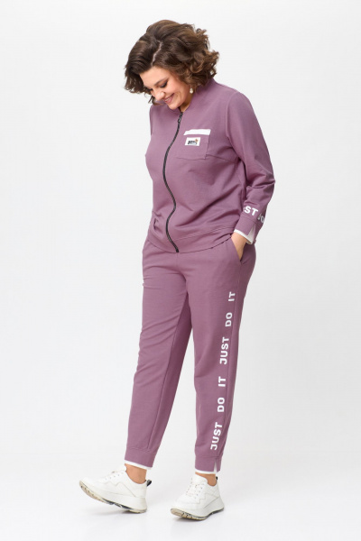 Стильный демисезонный костюм из трикотажа с накладными карманами Bonna Image 889 сливовый - фото 8