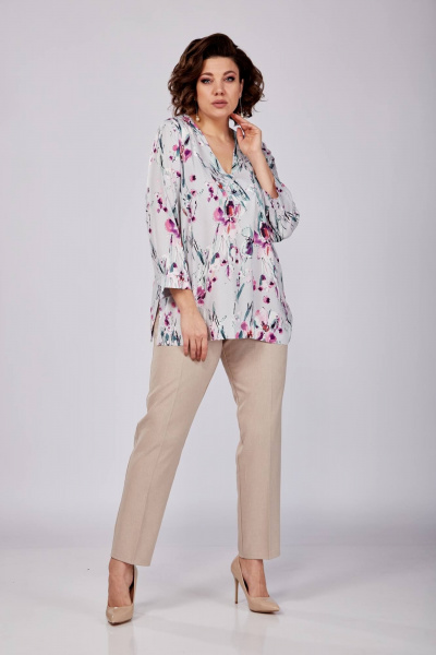 Блуза SOVITA 1162 серая_в_цветы - фото 5
