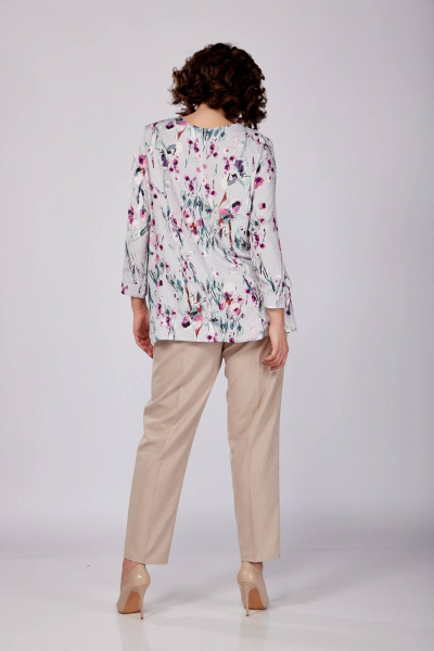Блуза SOVITA 1162 серая_в_цветы - фото 4