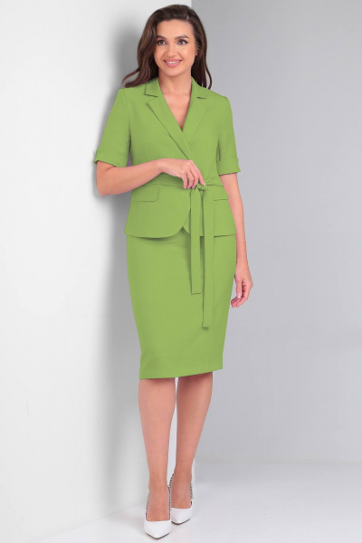 Летний деловой женский жакет и юбка комплект LeNata 21117 лайм - фото 1