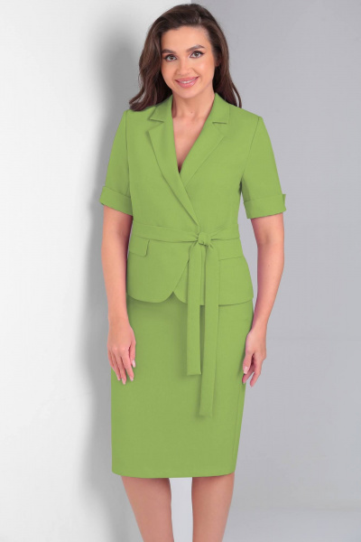 Летний деловой женский жакет и юбка комплект LeNata 21117 лайм - фото 2
