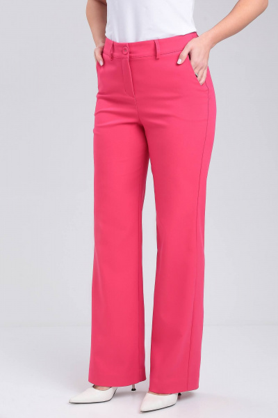 Демисезонные прямые брюки из текстиля с карманами LeNata 11402 малиновый - фото 4