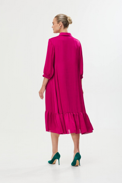 Платье в фуксии свободного кроя с воланами и пуговицами Твой имидж 1756/1 фуксия - фото 6