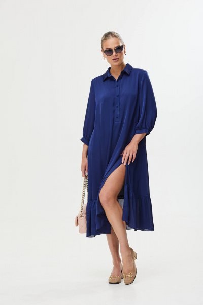 Платье с воланами и пуговицами: насыщенный фиолетовый цвет Твой имидж 1757/1 синий - фото 8