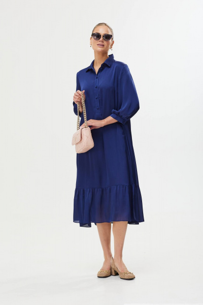 Платье с воланами и пуговицами: насыщенный фиолетовый цвет Твой имидж 1757/1 синий - фото 5