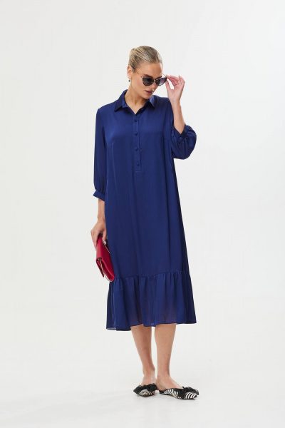 Платье с воланами и пуговицами: насыщенный фиолетовый цвет Твой имидж 1757/1 синий - фото 4