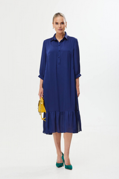 Платье с воланами и пуговицами: насыщенный фиолетовый цвет Твой имидж 1757/1 синий - фото 1