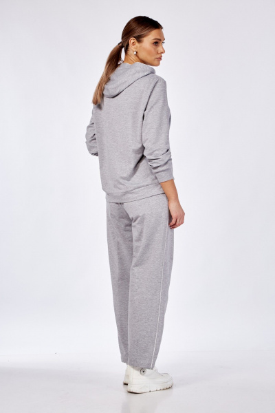 Демисезонный трикотажный комплект: худи и брюки свободного кроя Диомант 1949 серый - фото 5