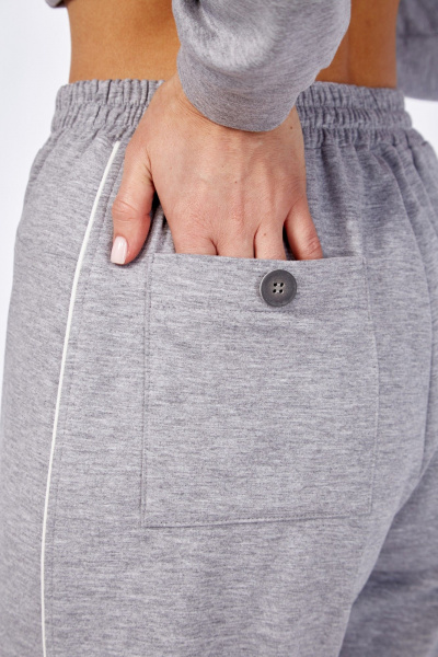 Демисезонный трикотажный комплект: худи и брюки свободного кроя Диомант 1949 серый - фото 8
