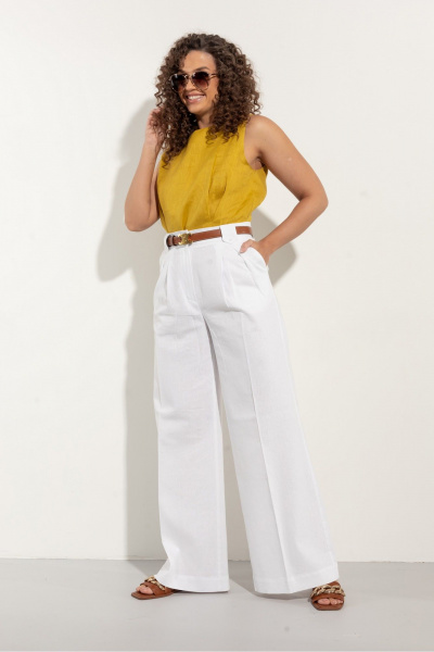 Леновый топ в стиле олд мани с горчичным цветом EZER 1031 горчица - фото 9