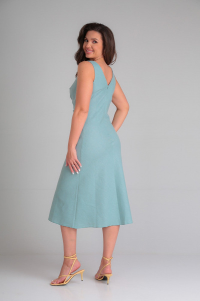 Леное платье миди с романтичным силуэтом EZER 1038 голубой - фото 6