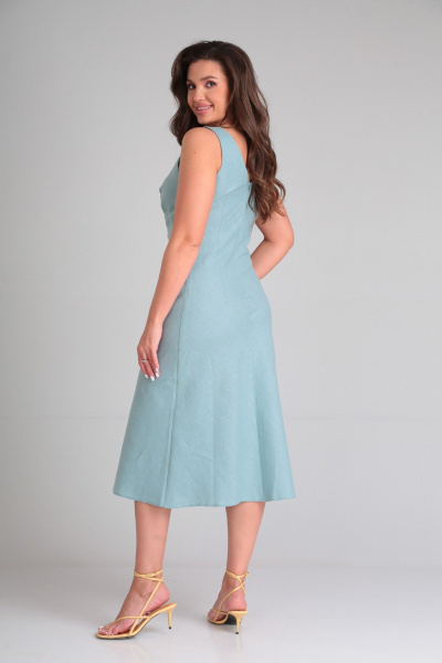 Леное платье миди с романтичным силуэтом EZER 1038 голубой - фото 5