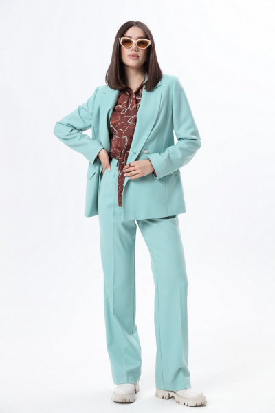 Демисезонный деловой комплект: жакет, брюки и блуза LM К6667-31 - фото 4