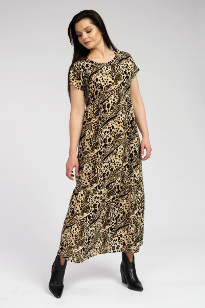 Платье FASHION CENTRE В-3539 черно-песочный - фото 2