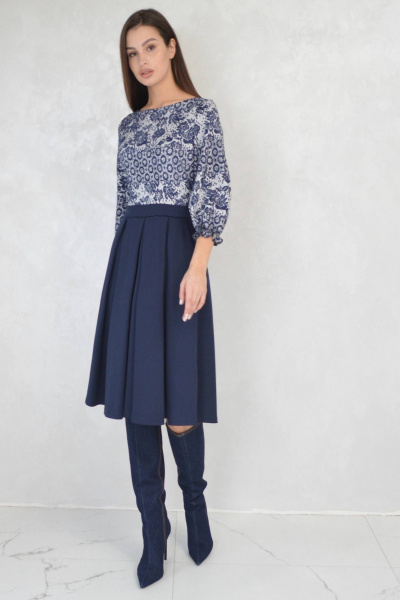 Платье Patriciа C14728 темно-синий,мягкий_белый - фото 1