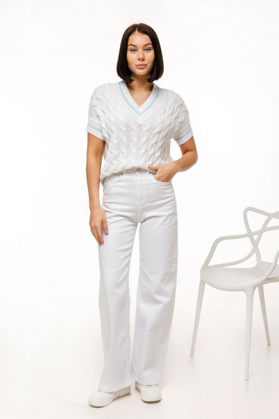 Джемпер Romgil РВ0083-ХЛ2 белый,бледно-голубой - фото 5