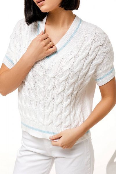 Джемпер Romgil РВ0083-ХЛ2 белый,бледно-голубой - фото 3