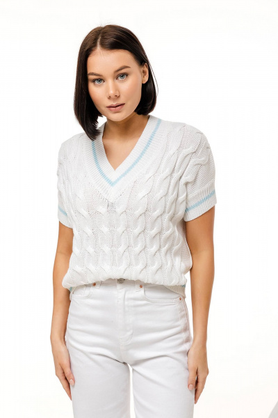 Джемпер Romgil РВ0083-ХЛ2 белый,бледно-голубой - фото 1