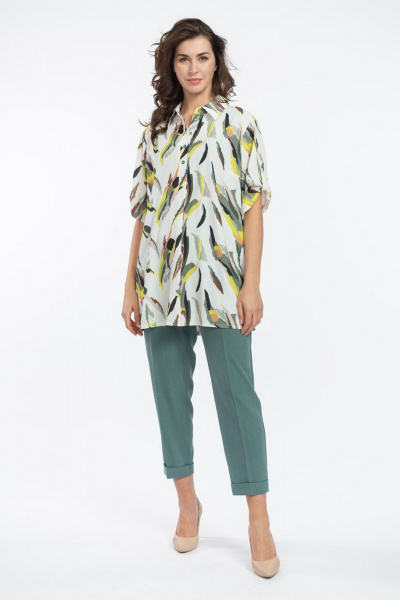 Туника FASHION CENTRE П-3574 мультиколор_зеленый - фото 1
