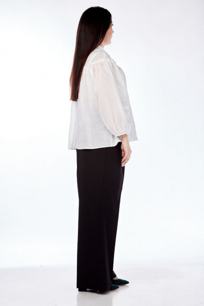 Белая блузка с рубашечным воротником и сборками Nati Brend 0013 белый - фото 7