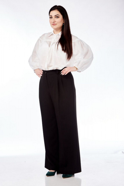 Брюки палацо с высокой посадкой и стрелками Nati Brend 0015 черный - фото 2