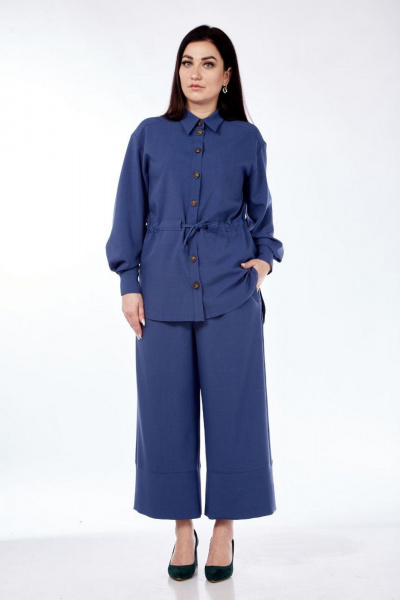 Кюлоты, рубашка Nati Brend 0019 светло-синий - фото 4