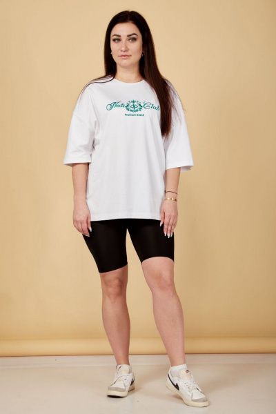 Комфортная майка с вышивкой и свободным кроем Nati Brend 0021 белый - фото 1