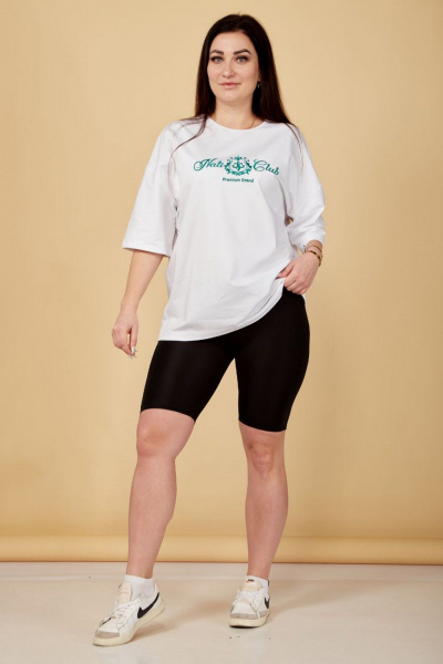 Комфортная майка с вышивкой и свободным кроем Nati Brend 0021 белый - фото 5