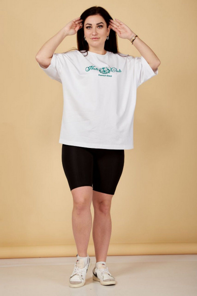 Комфортная майка с вышивкой и свободным кроем Nati Brend 0021 белый - фото 4