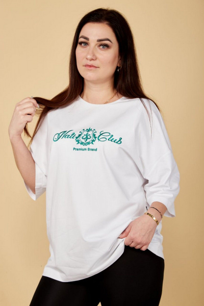 Комфортная майка с вышивкой и свободным кроем Nati Brend 0021 белый - фото 2