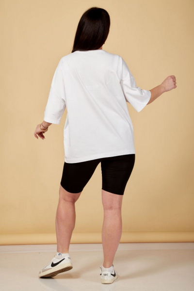 Комфортная майка с вышивкой и свободным кроем Nati Brend 0021 белый - фото 6