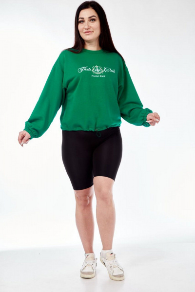 Круглый свитшот с вышивкой и утяжкой на резинке Nati Brend 0022 зеленый - фото 1