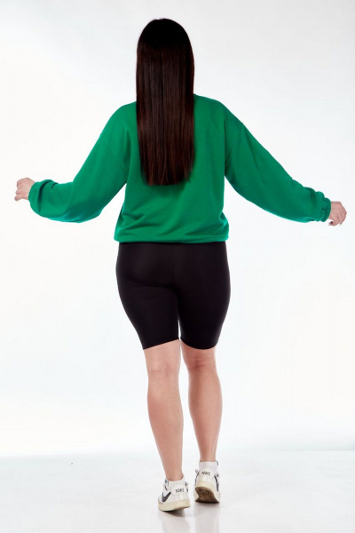 Круглый свитшот с вышивкой и утяжкой на резинке Nati Brend 0022 зеленый - фото 3