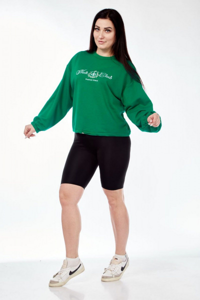 Круглый свитшот с вышивкой и утяжкой на резинке Nati Brend 0022 зеленый - фото 2