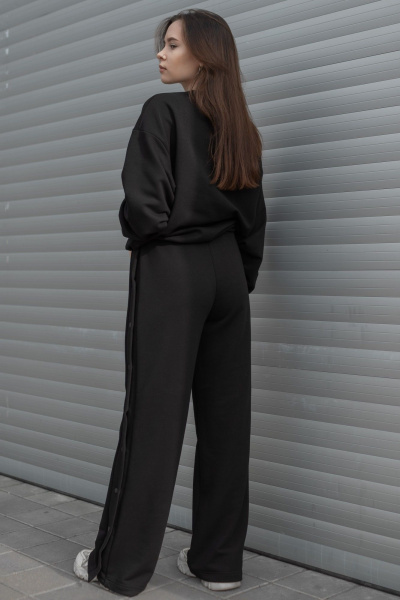 Спортивный костюм с лампасами и завязками Nati Brend 007 черный - фото 5