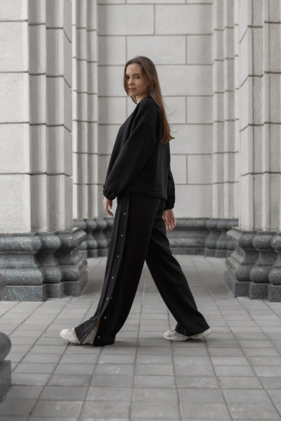 Спортивный костюм с лампасами и завязками Nati Brend 007 черный - фото 2