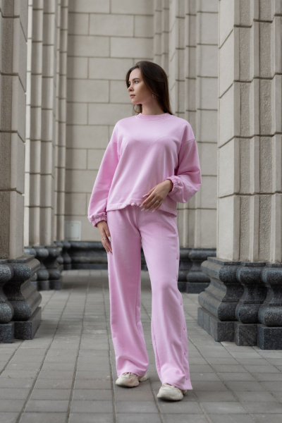 Круглый свитшот с лампасами из трикотажа Nati Brend 008 розовый - фото 1