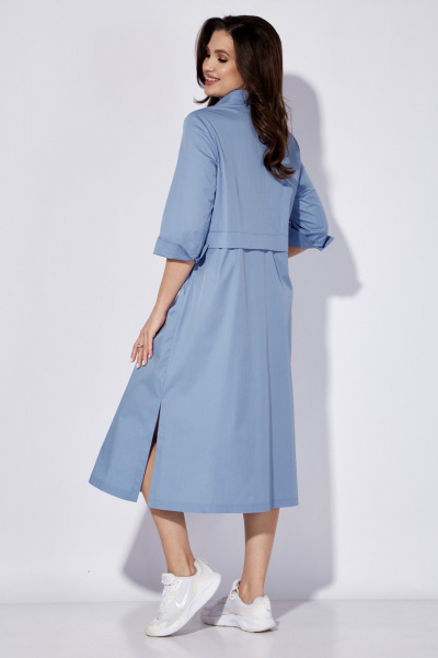 Платье из текстиля с юбкой расклешенной и съемным поясом TAiER 1270 голубой - фото 4
