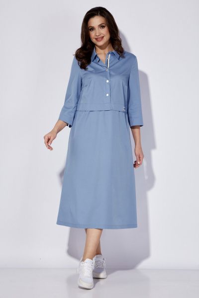 Платье из текстиля с юбкой расклешенной и съемным поясом TAiER 1270 голубой - фото 2