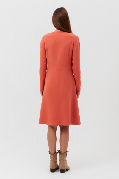 Платье оранжевое из текстиля с разрезами и рукавом 3/4 Condra 4377 терракотовый - фото 4