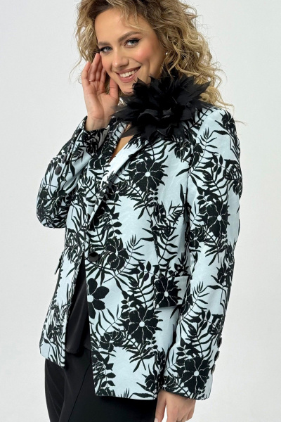 Жакет из текстиля на каждый день в демисезон Condra 15097 голубой-черный - фото 1