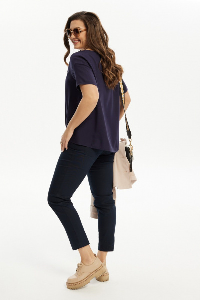 Блуза на каждый день из вискозы и трикотажа Condra 16213 синий - фото 5