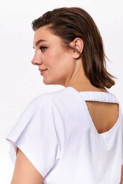 Футболка с дизайнерским принтом и высокоедиа гладким рукавом KaVaRi 4007 молочный_принт - фото 6