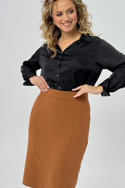 Юбка из текстиля с расширением к низу для делового образа Condra 12085 бежево-коричневый - фото 2