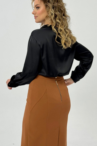 Юбка из текстиля с расширением к низу для делового образа Condra 12085 бежево-коричневый - фото 4