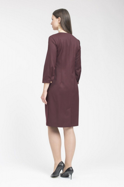 Платье из полушерстяной ткани с V-образным вырезом FASHION CENTRE Пш-3349 бордовый - фото 4