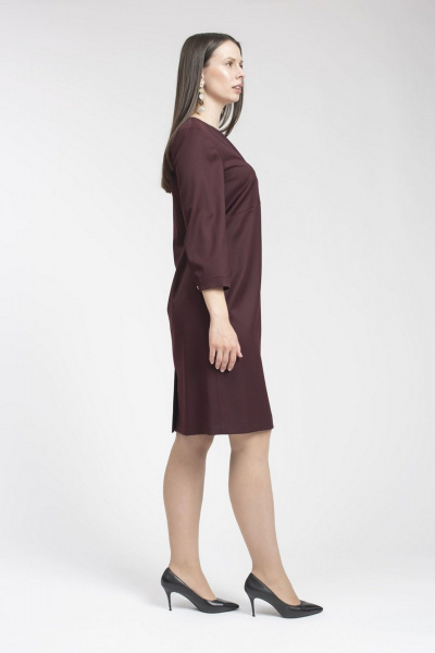 Платье из полушерстяной ткани с V-образным вырезом FASHION CENTRE Пш-3349 бордовый - фото 3