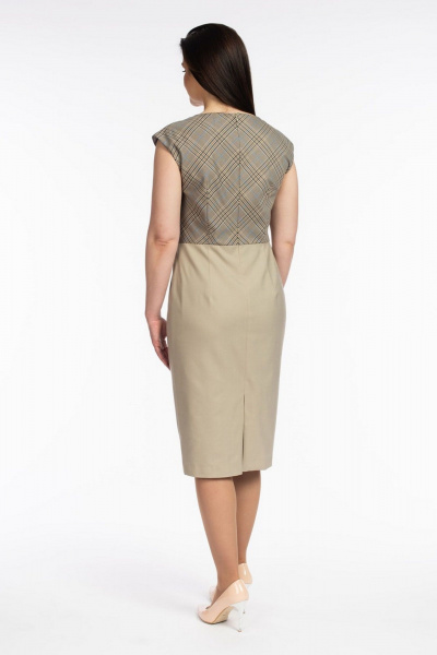 Платье приталенное без рукавов для деловых образов FASHION CENTRE Пш-3605 бежевый - фото 7