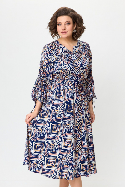 Платье ANASTASIA MAK 1154 синий_мультиколор - фото 10