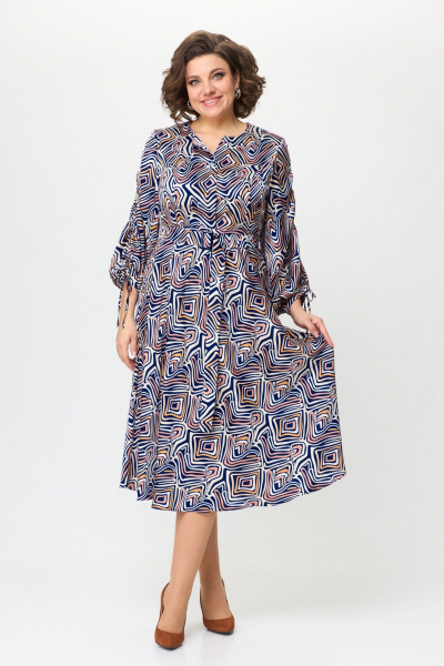 Платье ANASTASIA MAK 1154 синий_мультиколор - фото 6